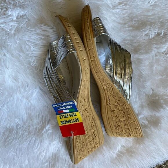 Patrizia by Spring Step Sandals Wedge NEW Silver Slip On Women’s Size 40 US 9 - Picture 7 of 8